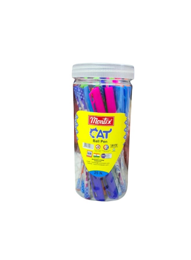 مونتكس قلم حبر جاف Cat 25N Junior، كتابة سريعة وسلسة، مناسب للوازم المدرسية والمكتبية. - Image 1